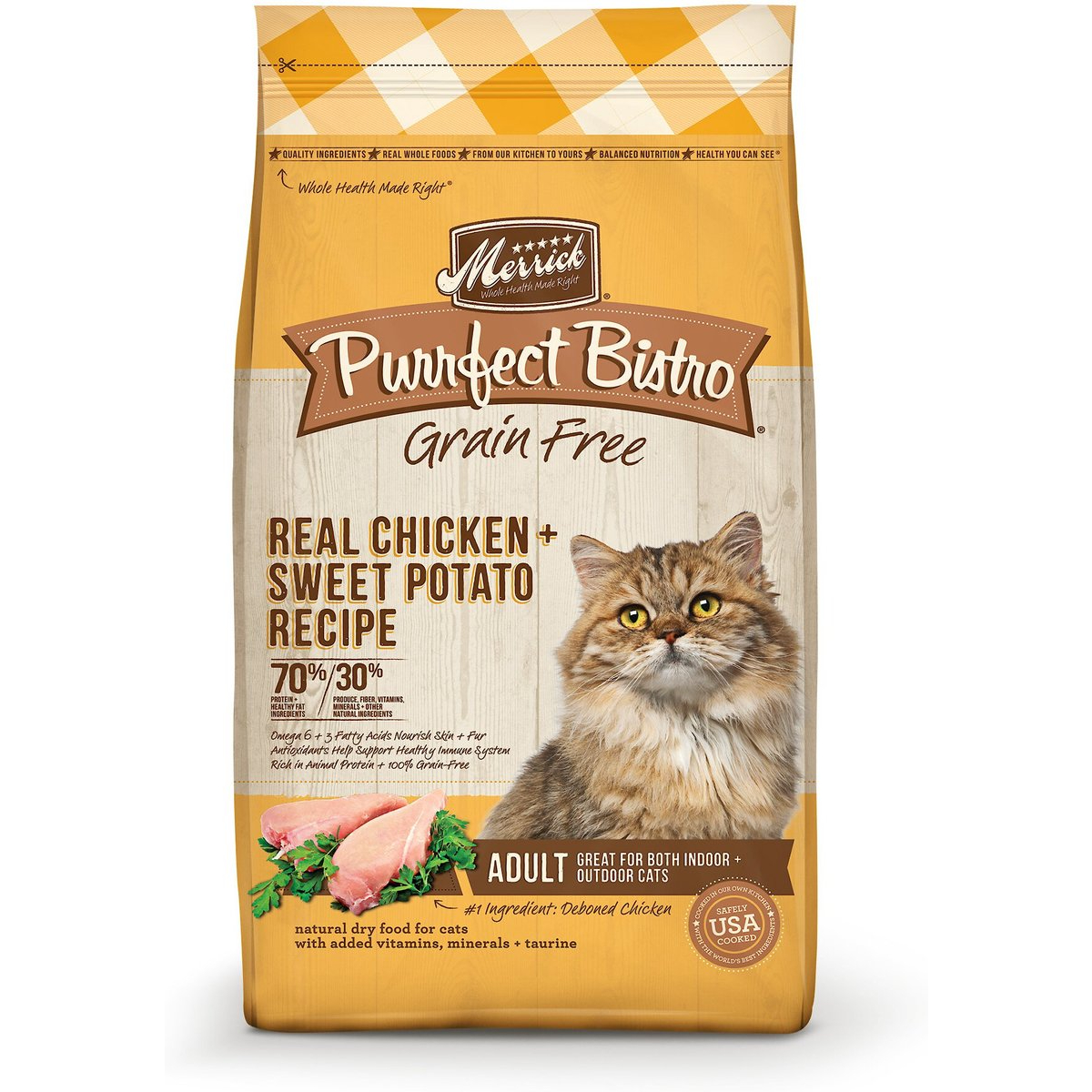 Merrick Purrfect Bistro Grain-Free Real Chicken Sweet Potato Recipe Adult Dry Cat Food