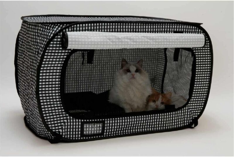 PawHut 39 Portable Cat Carrier Soft-Sided Pet With Divider Dual  Compartment Oxford Fabric & Storage Bag Travel Double Dog Kennel, Grey