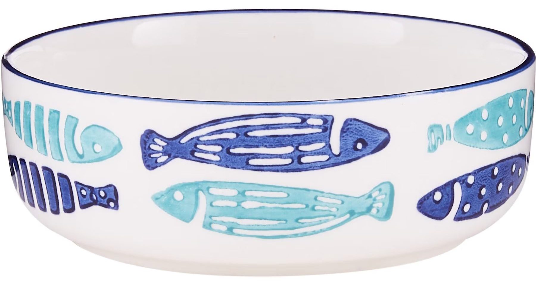 Signature Housewares Coastal Fish Non-Skid Ceramic Cat Bowl
