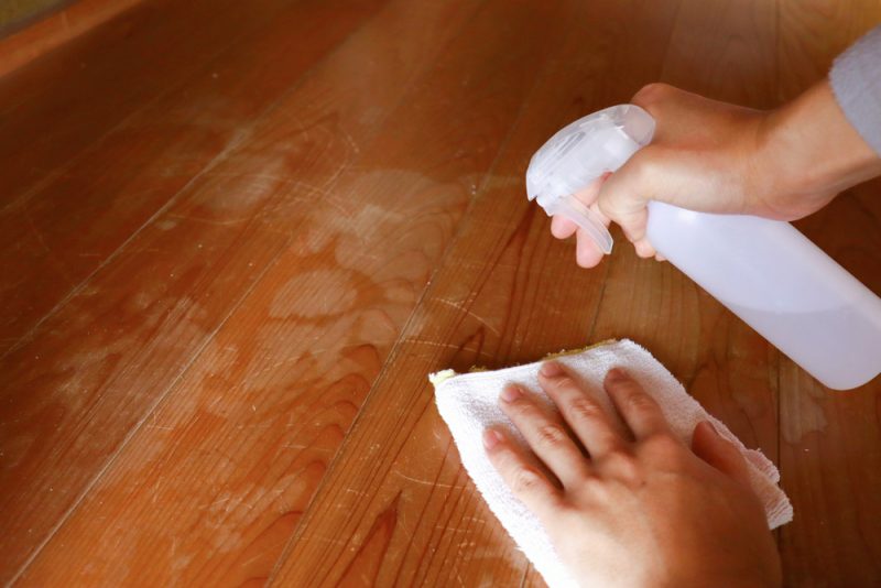 cleaning stained wooden floor