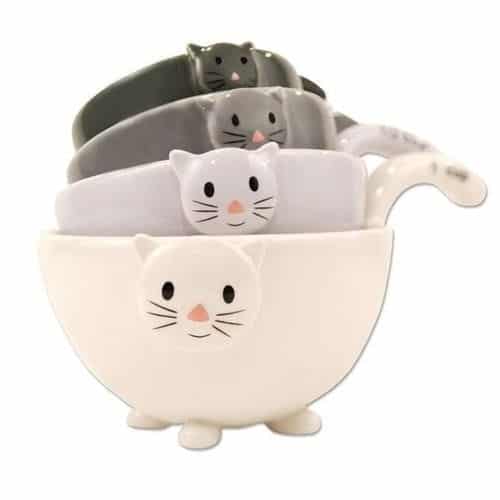 Ceramic Baking Measuring Cups and Spoons Set, Cat Decor Cute Baking  Supplies, Cat Baking Gift, Mothers Day Gift Basket 
