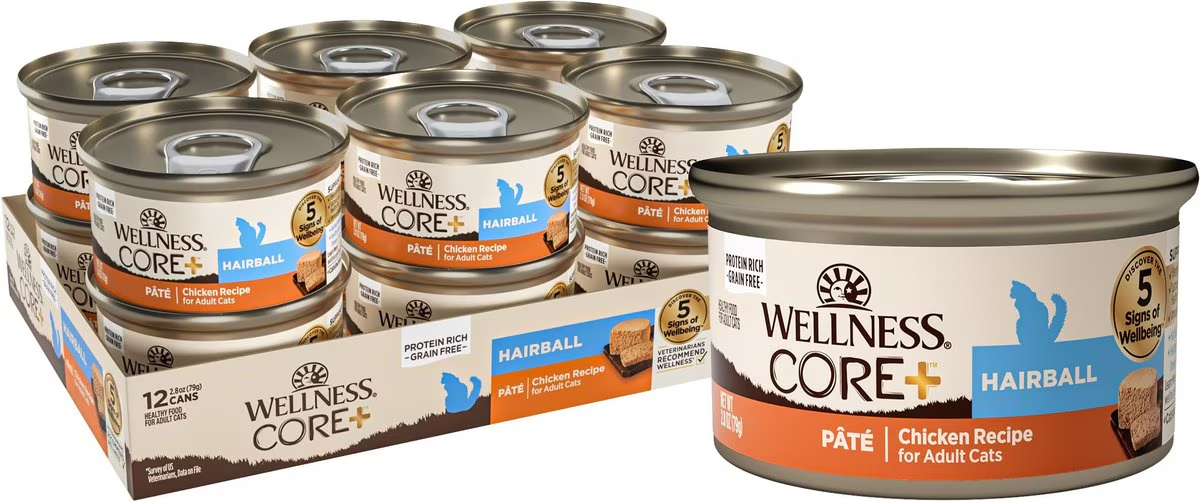 Wellness CORE+ Hairball Chicken Pate Natural Wet Cat Food